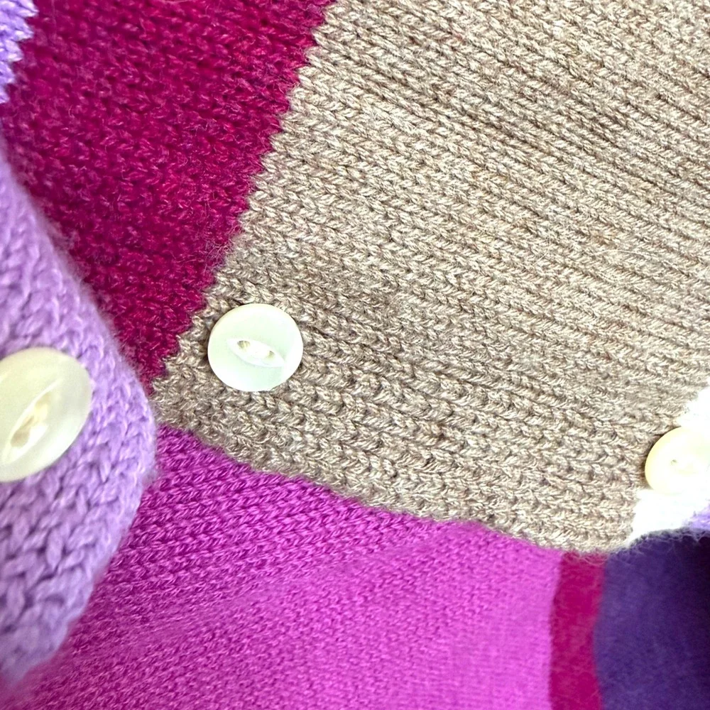 NWT Lands End Convertible Scarf Wrap Shawl Striped Purple Pink Tan Cream Buttons